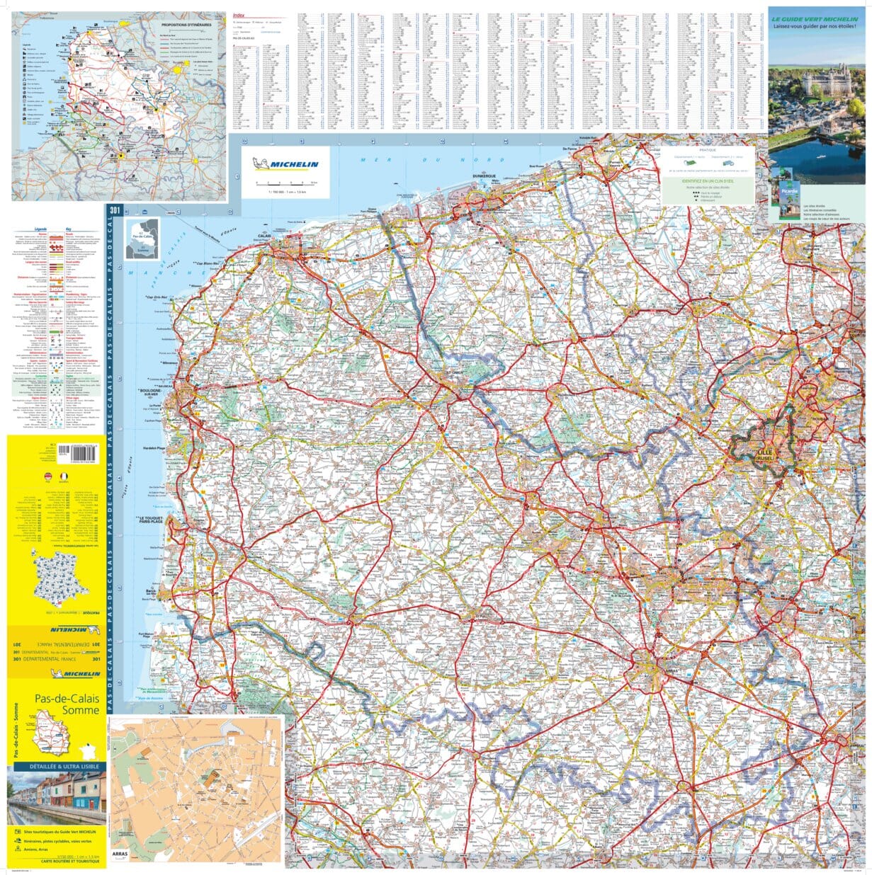 Carte départementale n° 301 - Pas-de-Calais & Somme | Michelin carte routière Michelin