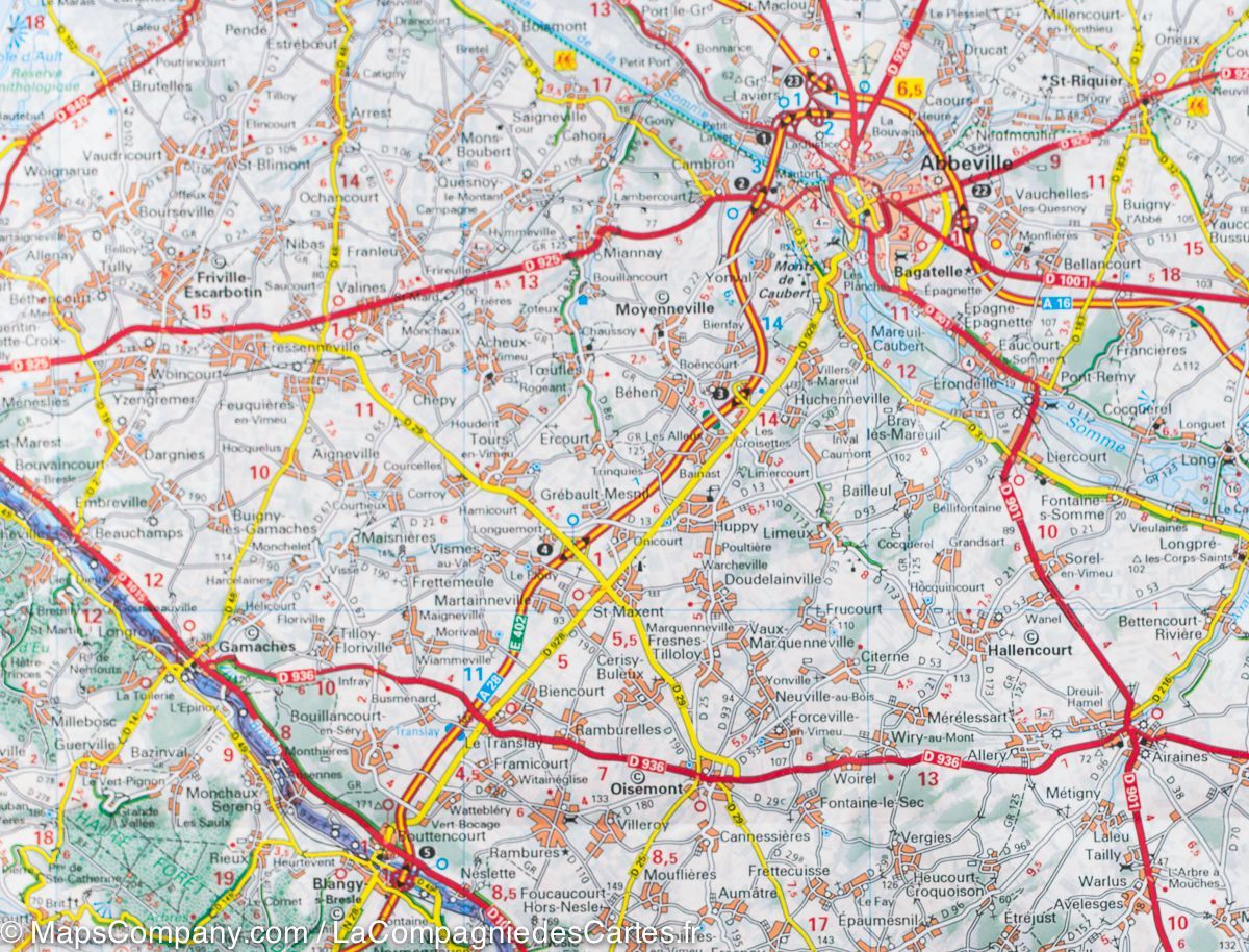 Carte départementale n° 301 - Pas-de-Calais & Somme | Michelin carte routière Michelin