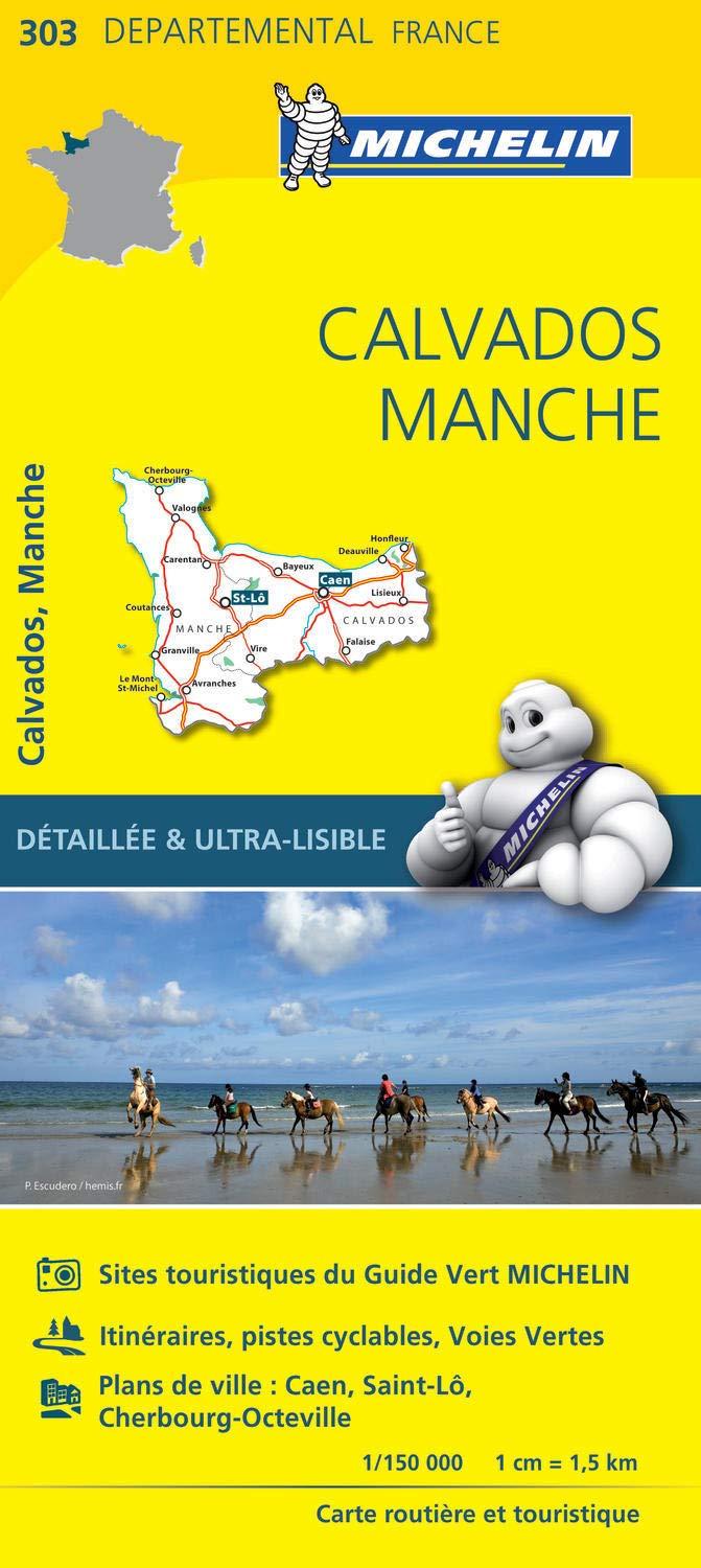 Carte départementale n° 303 - Calvados & Manche | Michelin carte routière Michelin