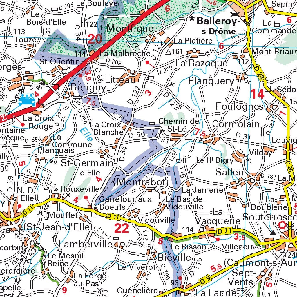 Carte départementale n° 303 - Calvados & Manche | Michelin carte routière Michelin
