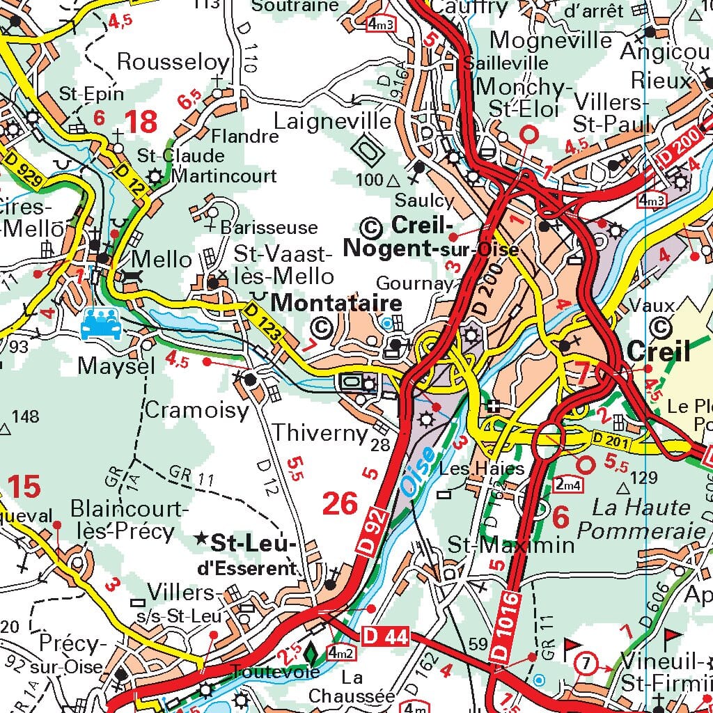 Carte départementale n° 305 - Oise, Paris, Val d'Oise | Michelin carte routière Michelin