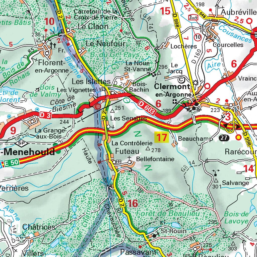Carte départementale n° 306 - Aisne, Ardennes, Marne | Michelin carte routière Michelin