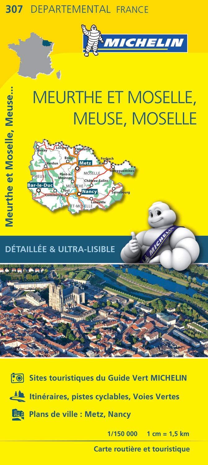 Carte départementale n° 307 - Meurthe et Moselle, Meuse & Moselle | Michelin carte routière Michelin