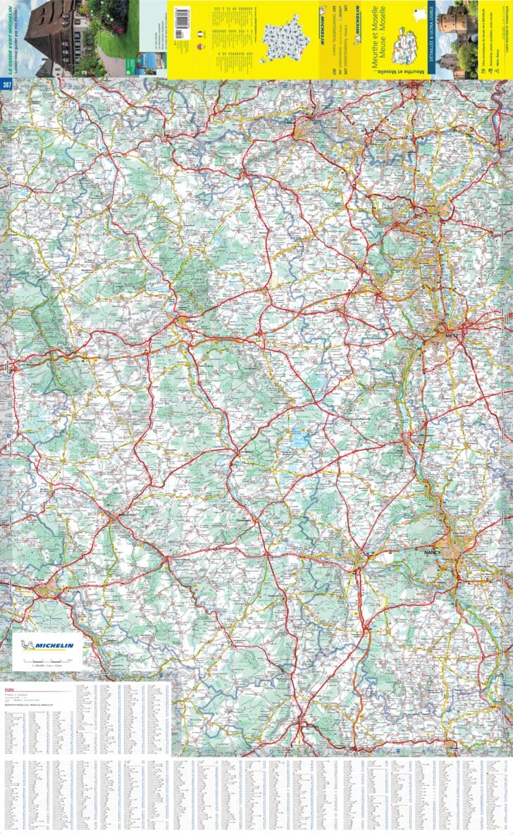 Carte départementale n° 307 - Meurthe et Moselle, Meuse & Moselle | Michelin carte routière Michelin