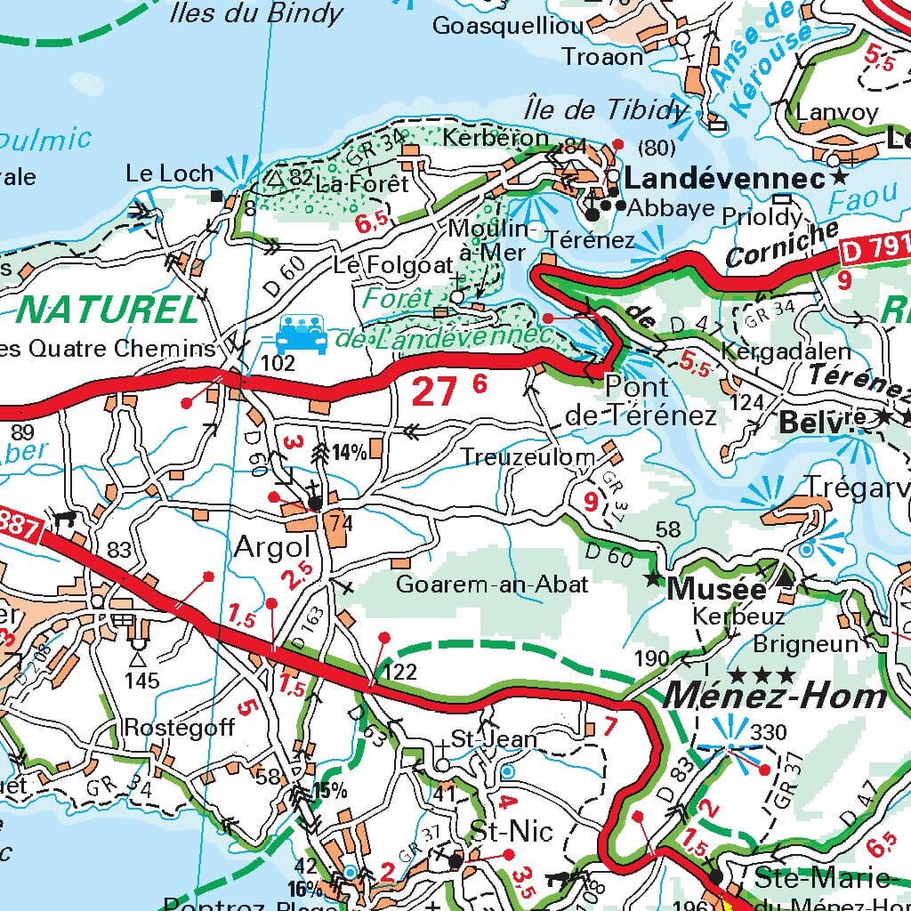 Carte départementale n° 308 - Finistère & Morbihan | Michelin carte routière Michelin