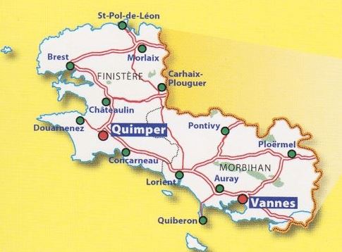 Carte départementale n° 308 - Finistère & Morbihan | Michelin carte routière Michelin