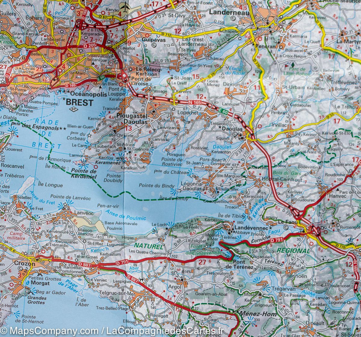 Carte départementale n° 308 - Finistère & Morbihan | Michelin carte routière Michelin