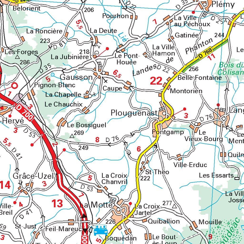 Carte départementale n° 309 - Côtes d'Armor & Ille-et-Vilaine | Michelin carte routière Michelin