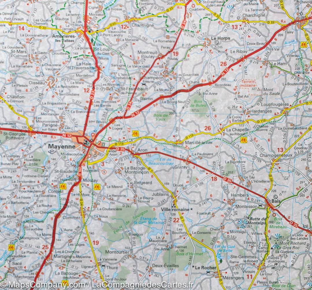 Carte départementale n° 310 - Mayenne, Orne & Sarthe | Michelin carte pliée Michelin 