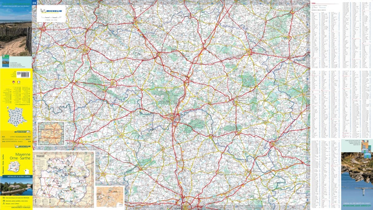 Carte départementale n° 310 - Mayenne, Orne & Sarthe | Michelin carte routière Michelin