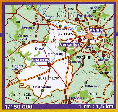Carte départementale n° 311 - Eure-et-Loir, Paris & Yvelines | Michelin carte pliée Michelin 