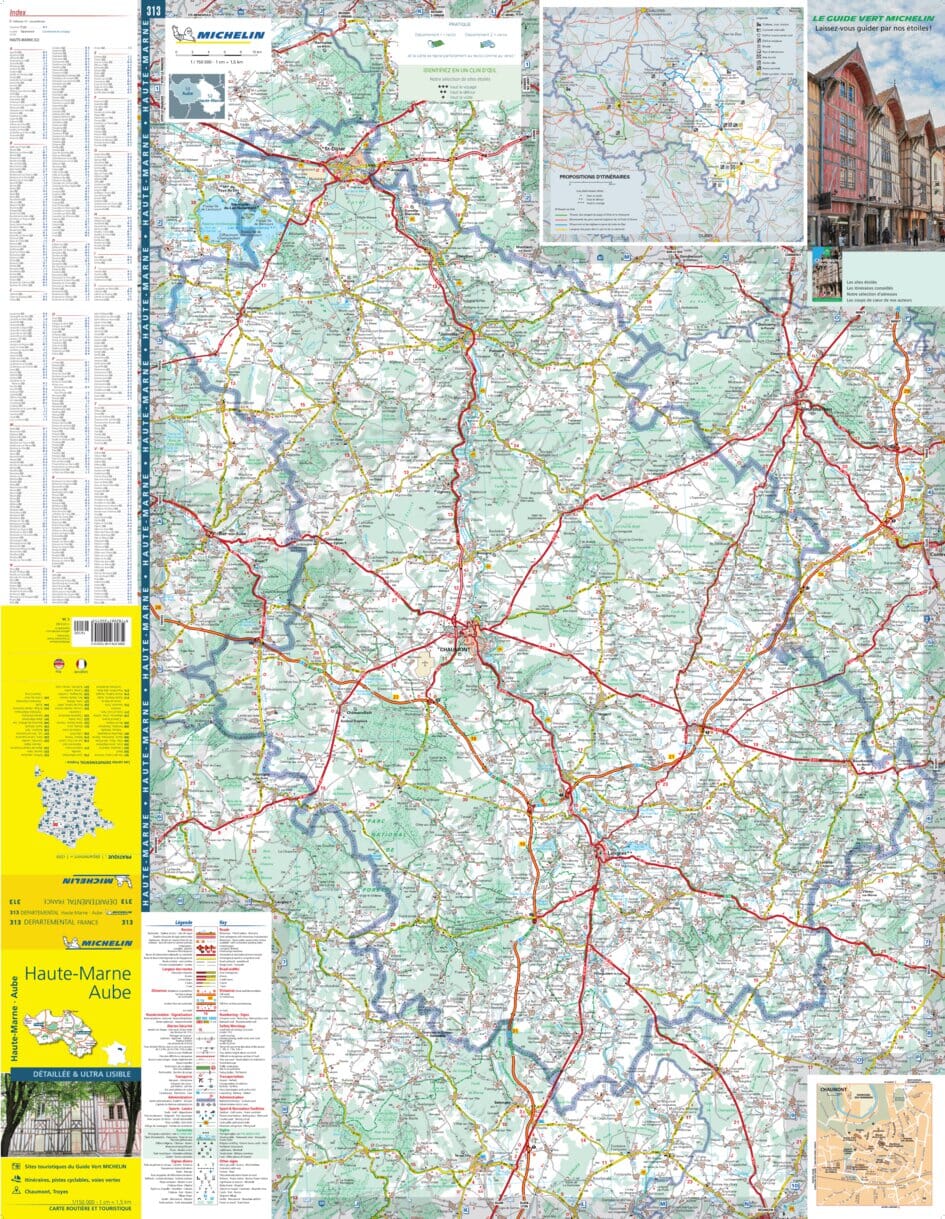 Carte départementale n° 313 - Aube & Haute-Marne | Michelin carte routière Michelin