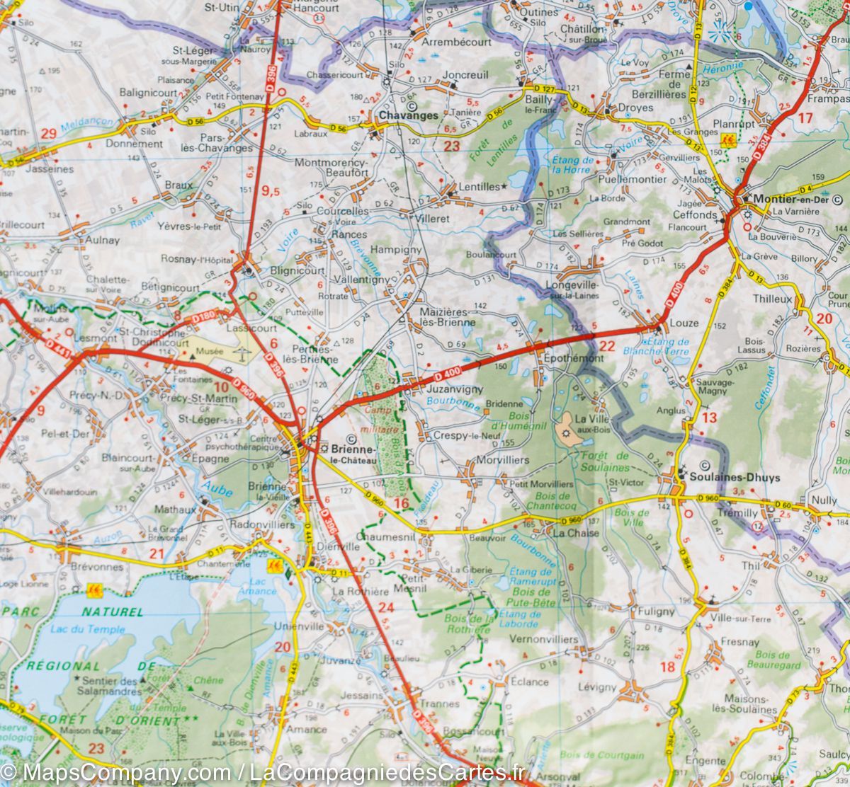 Carte départementale n° 313 - Aube & Haute-Marne | Michelin carte routière Michelin