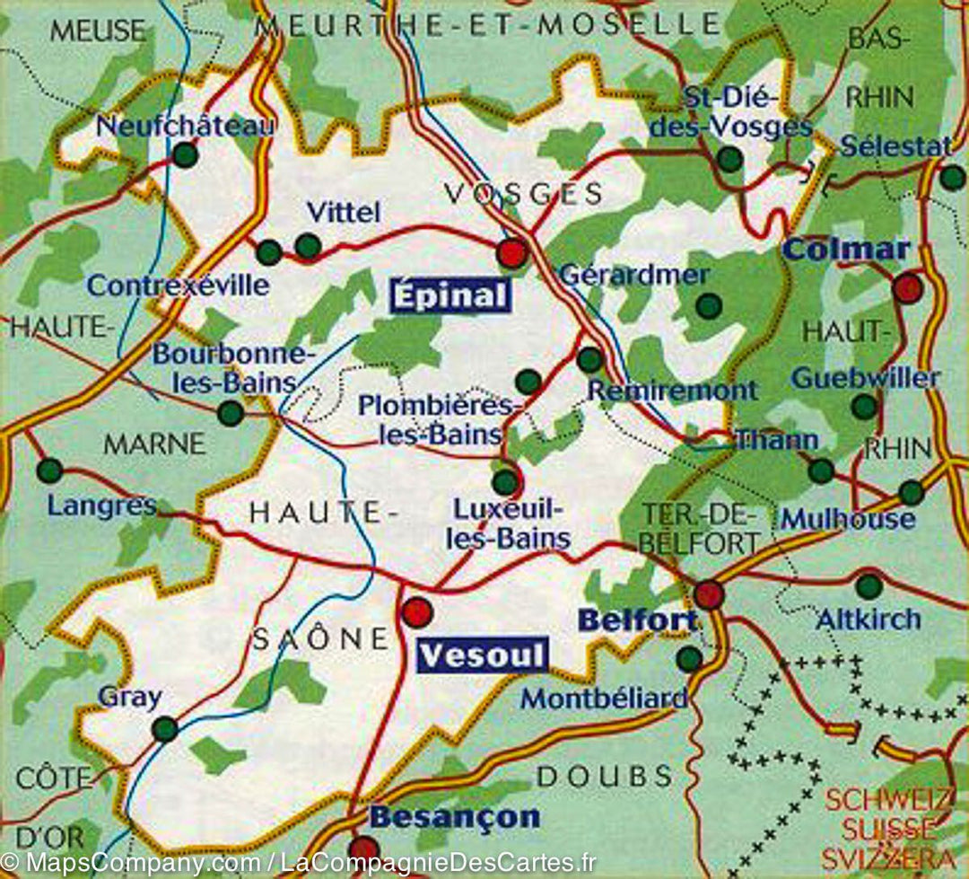 Carte départementale n° 314 - Haute-Saône & Vosges | Michelin carte pliée Michelin 