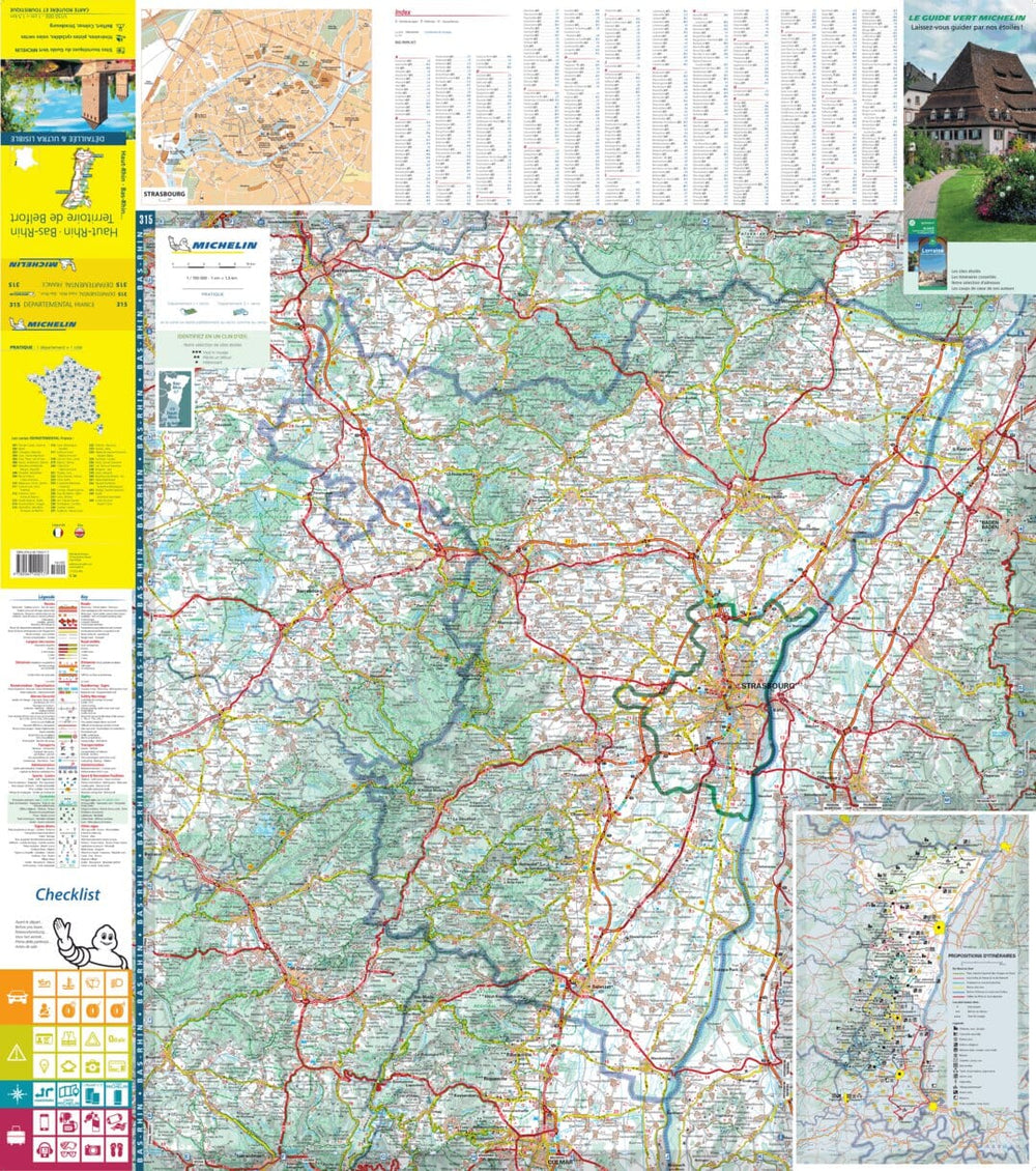 Carte départementale n° 315 - Bas-Rhin, Haut-Rhin & Territoire de Belfort | Michelin carte pliée Michelin 