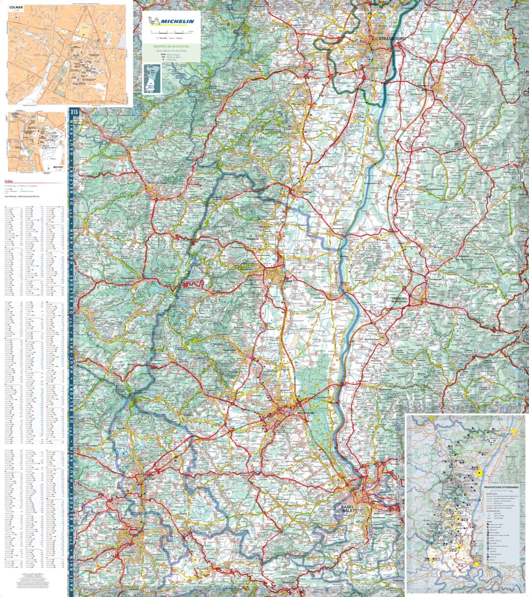 Carte départementale n° 315 - Bas-Rhin, Haut-Rhin & Territoire de Belfort | Michelin carte routière Michelin