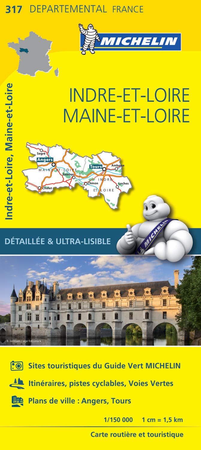 Carte départementale n° 317 - Indre-et-Loire & Maine-et-Loire | Michelin carte routière Michelin
