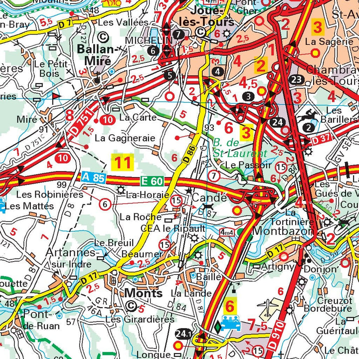 Carte départementale n° 317 - Indre-et-Loire & Maine-et-Loire | Michelin carte pliée Michelin 
