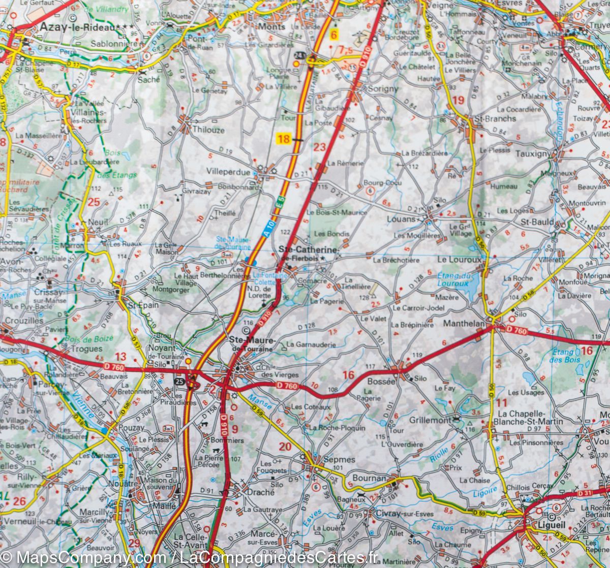 Carte départementale n° 317 - Indre-et-Loire & Maine-et-Loire | Michelin carte routière Michelin