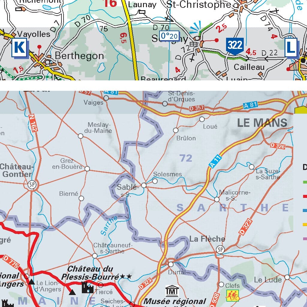 Carte départementale n° 317 - Indre-et-Loire & Maine-et-Loire | Michelin carte routière Michelin