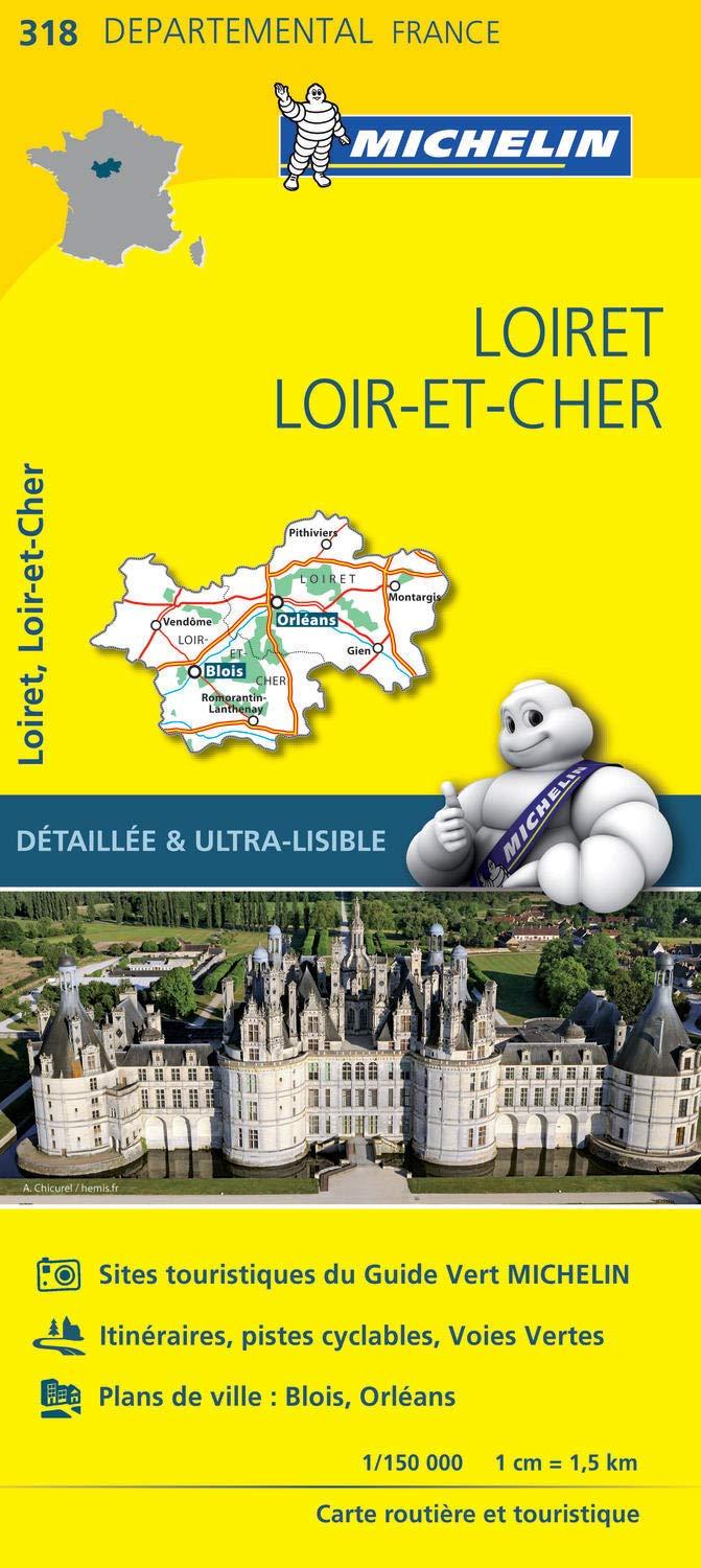 Carte départementale n° 318 - Loiret & Loir-et-Cher | Michelin carte pliée Michelin 