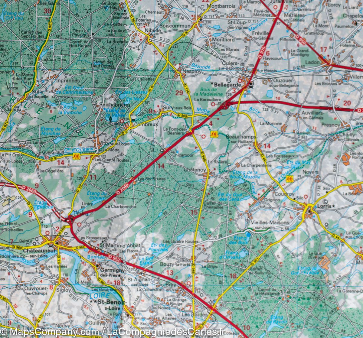 Carte départementale n° 318 - Loiret & Loir-et-Cher | Michelin carte routière Michelin