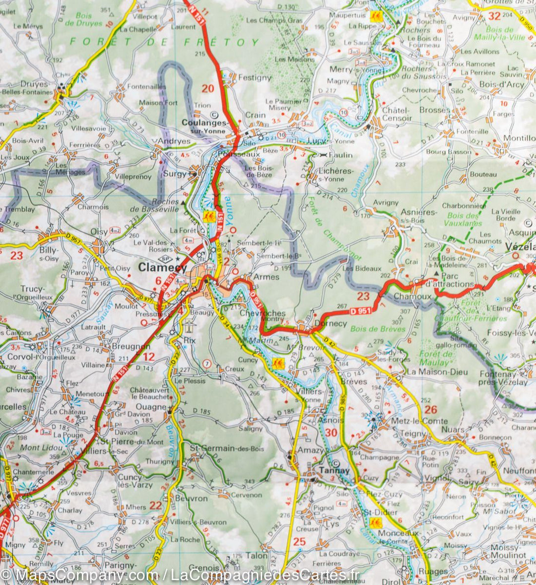 Carte départementale n° 319 - Nièvre & Yonne | Michelin carte pliée Michelin 