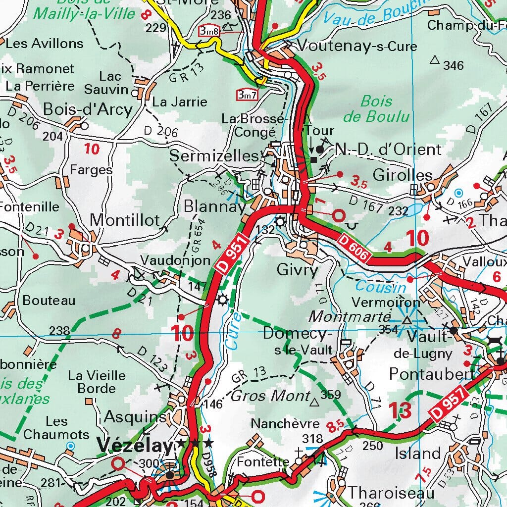 Carte départementale n° 319 - Nièvre & Yonne | Michelin carte routière Michelin