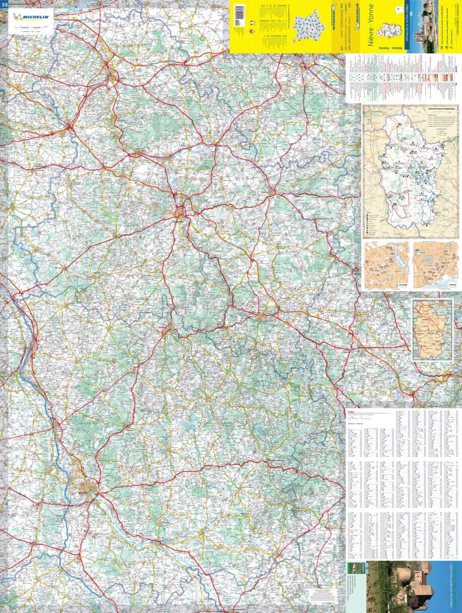 Carte départementale n° 319 - Nièvre & Yonne | Michelin carte routière Michelin