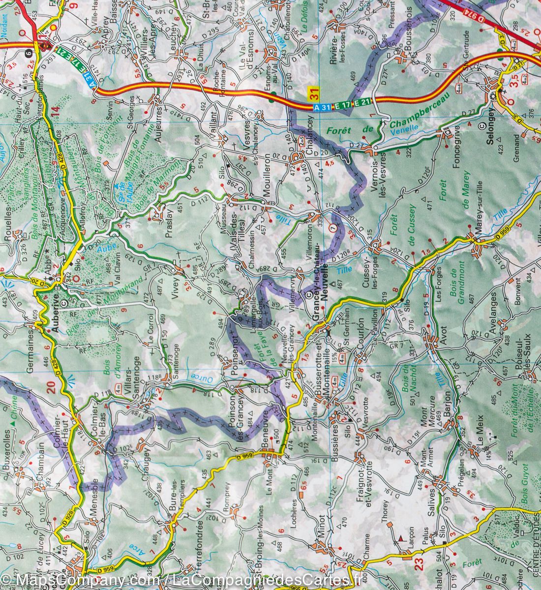 Carte départementale n° 320 - Côte d'Or & Saône-et-Loire | Michelin carte routière Michelin