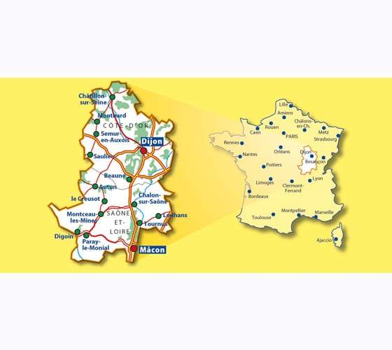 Carte départementale n° 320 - Côte d'Or & Saône-et-Loire | Michelin carte routière Michelin
