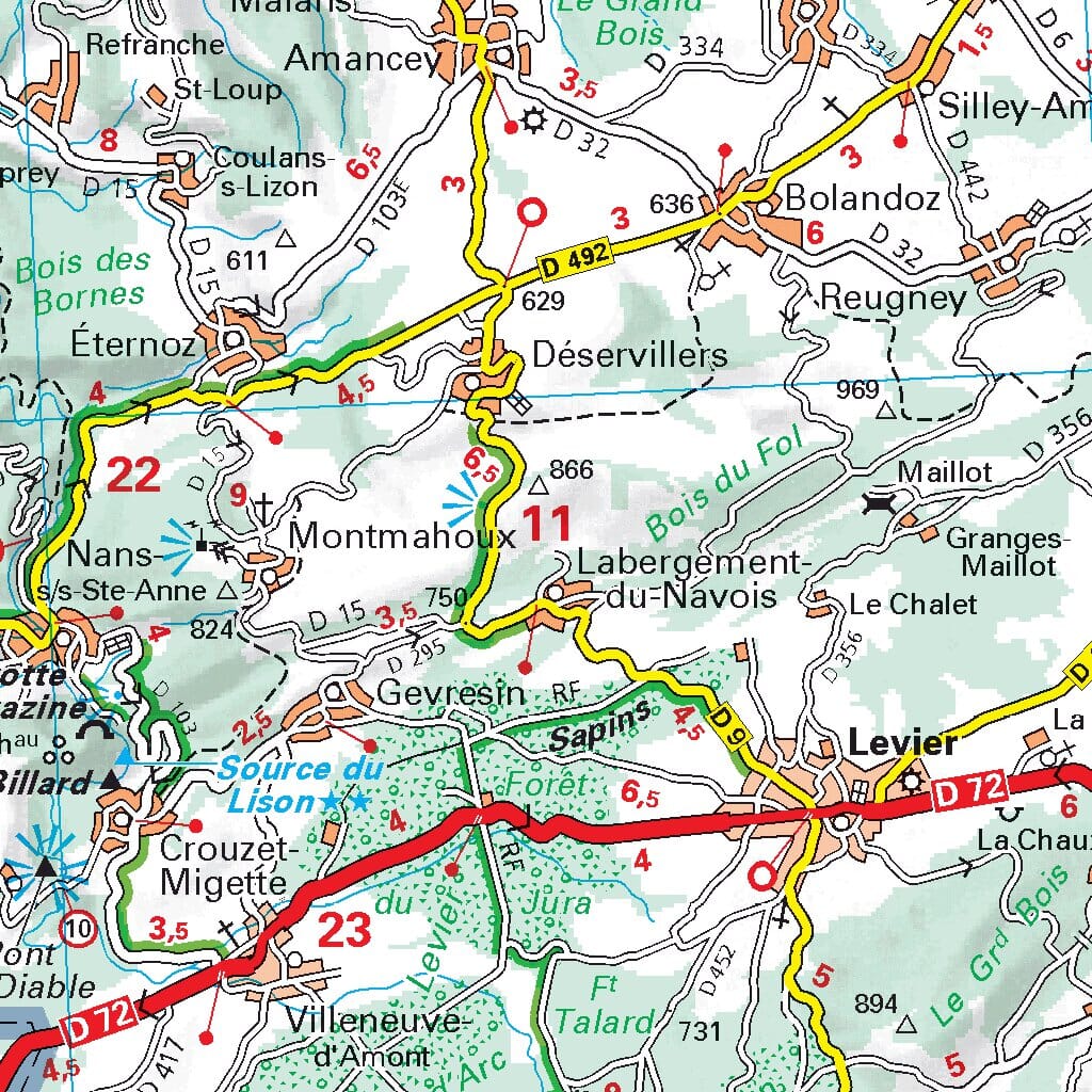 Carte départementale n° 321 - Doubs, Jura | Michelin carte routière Michelin