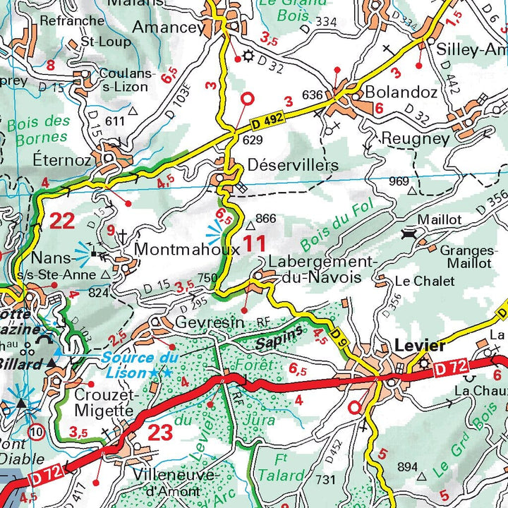 Carte départementale n° 321 - Doubs, Jura | Michelin carte pliée Michelin 
