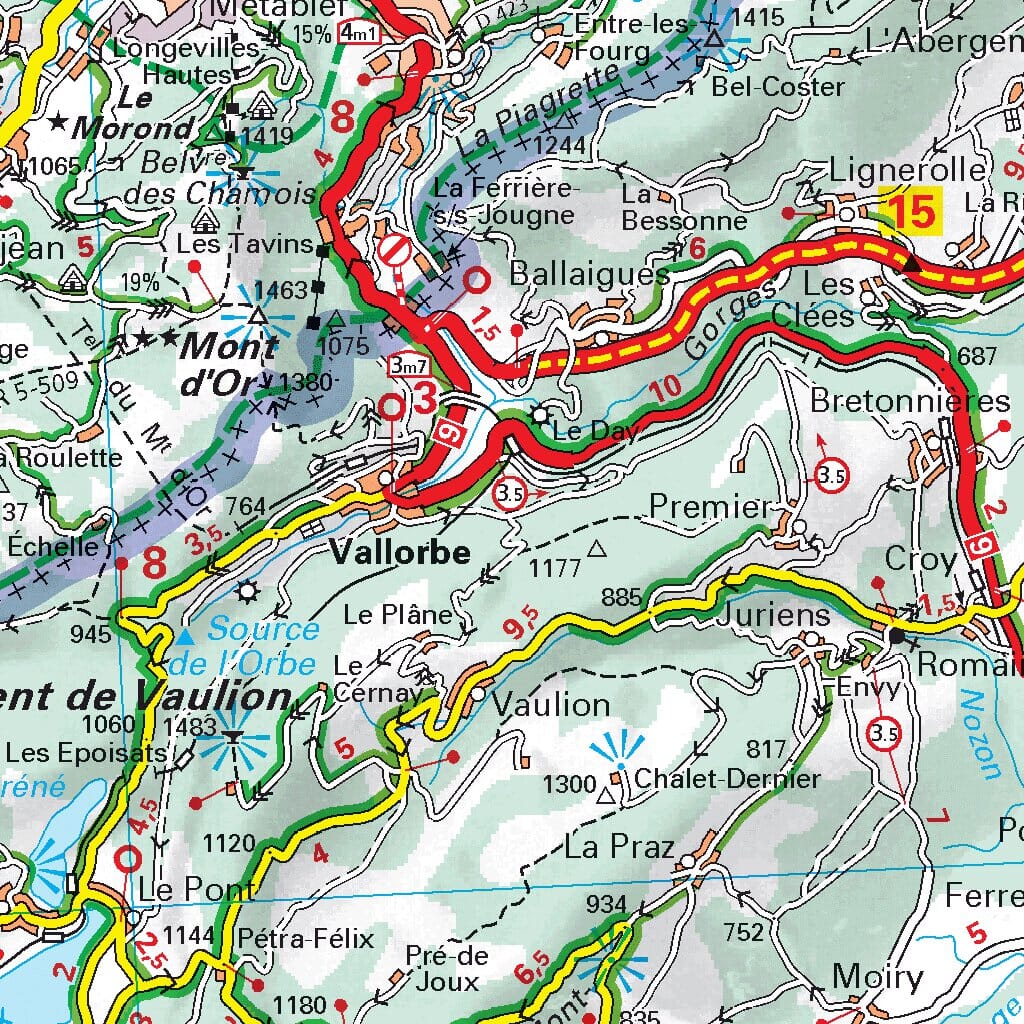 Carte départementale n° 321 - Doubs, Jura | Michelin carte routière Michelin