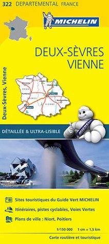 Carte départementale n° 322 - Deux-Sèvres & Vienne | Michelin carte routière Michelin