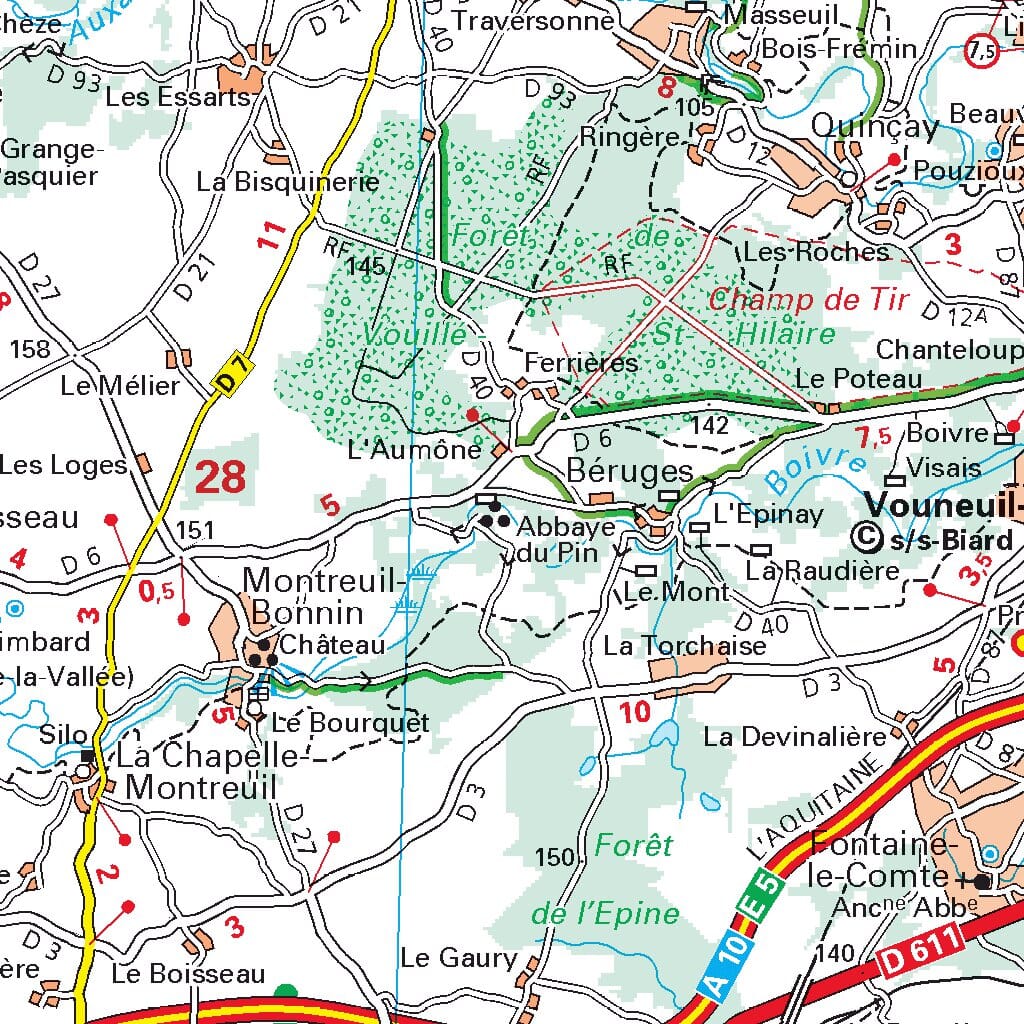 Carte départementale n° 322 - Deux-Sèvres & Vienne | Michelin carte routière Michelin