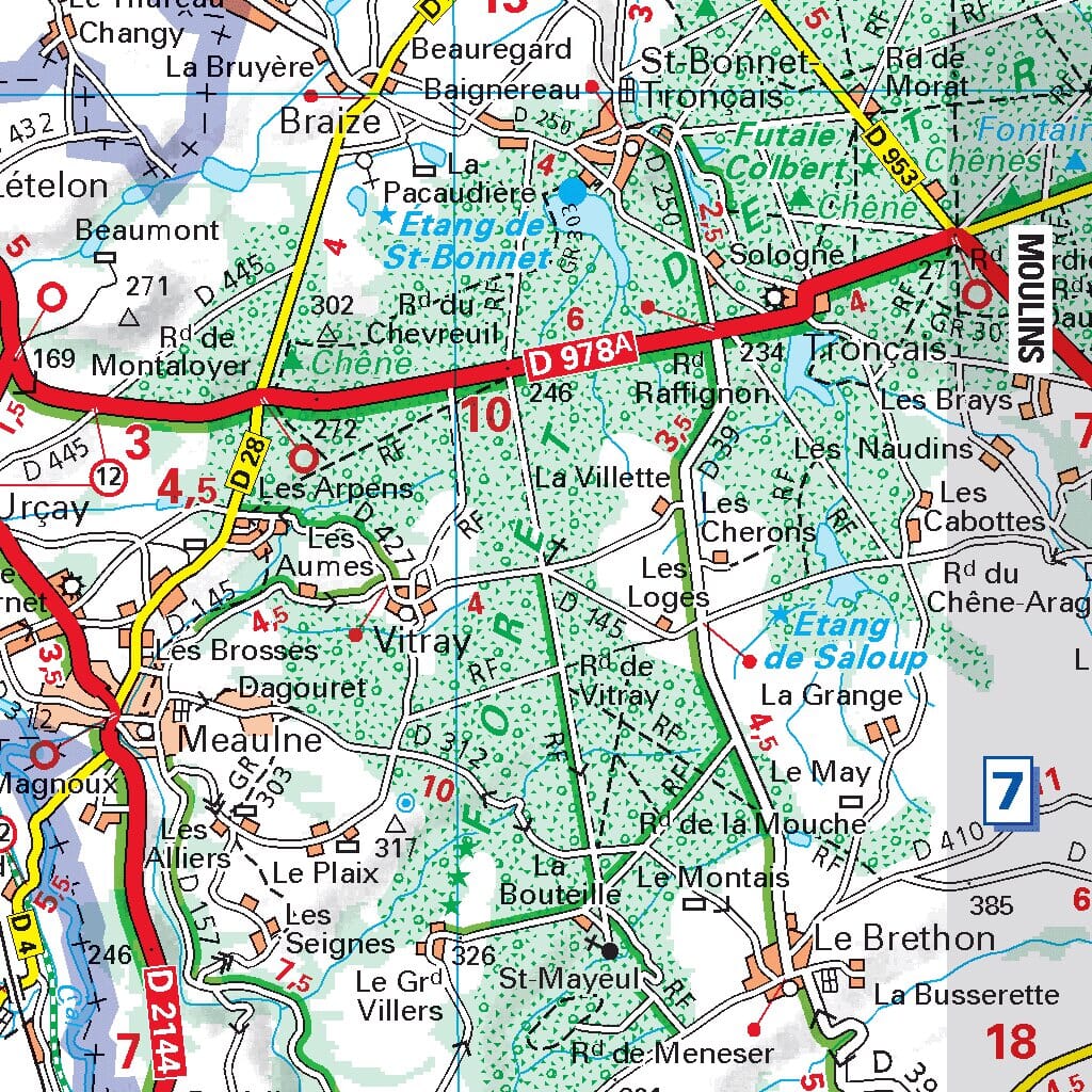 Carte départementale n° 323 - Cher & Indre | Michelin carte routière Michelin