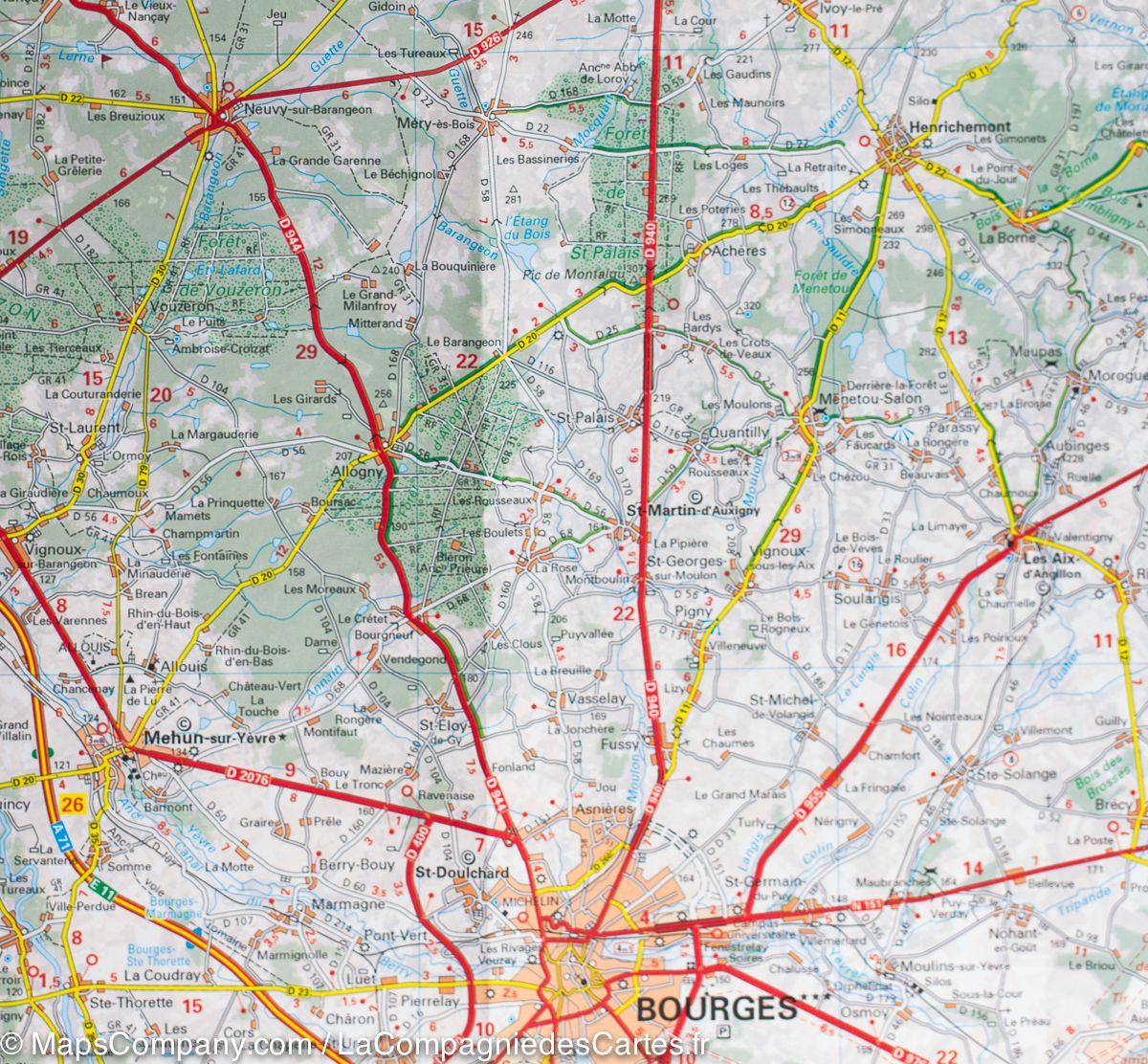 Carte départementale n° 323 - Cher & Indre | Michelin carte routière Michelin