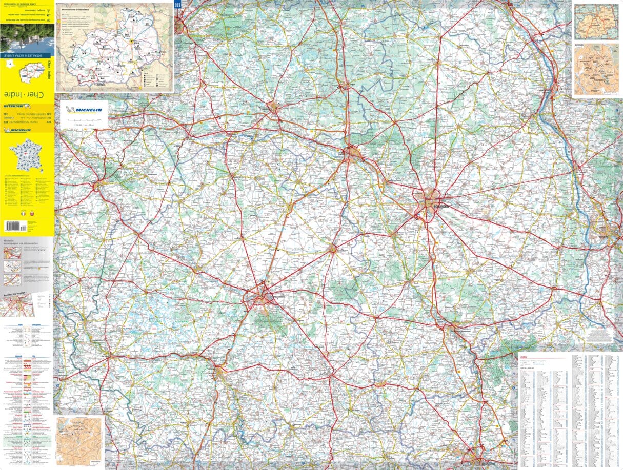 Carte départementale n° 323 - Cher & Indre | Michelin carte routière Michelin