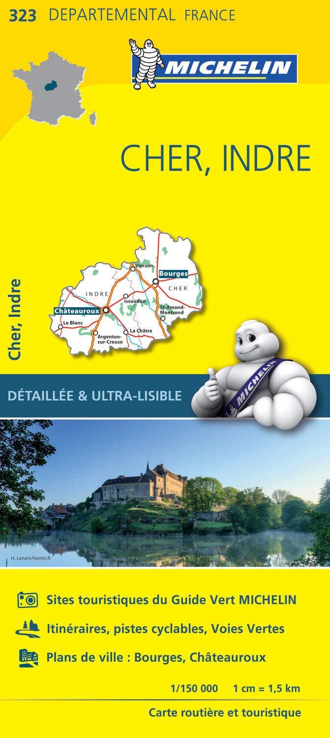 Carte départementale n° 323 - Cher & Indre | Michelin carte routière Michelin