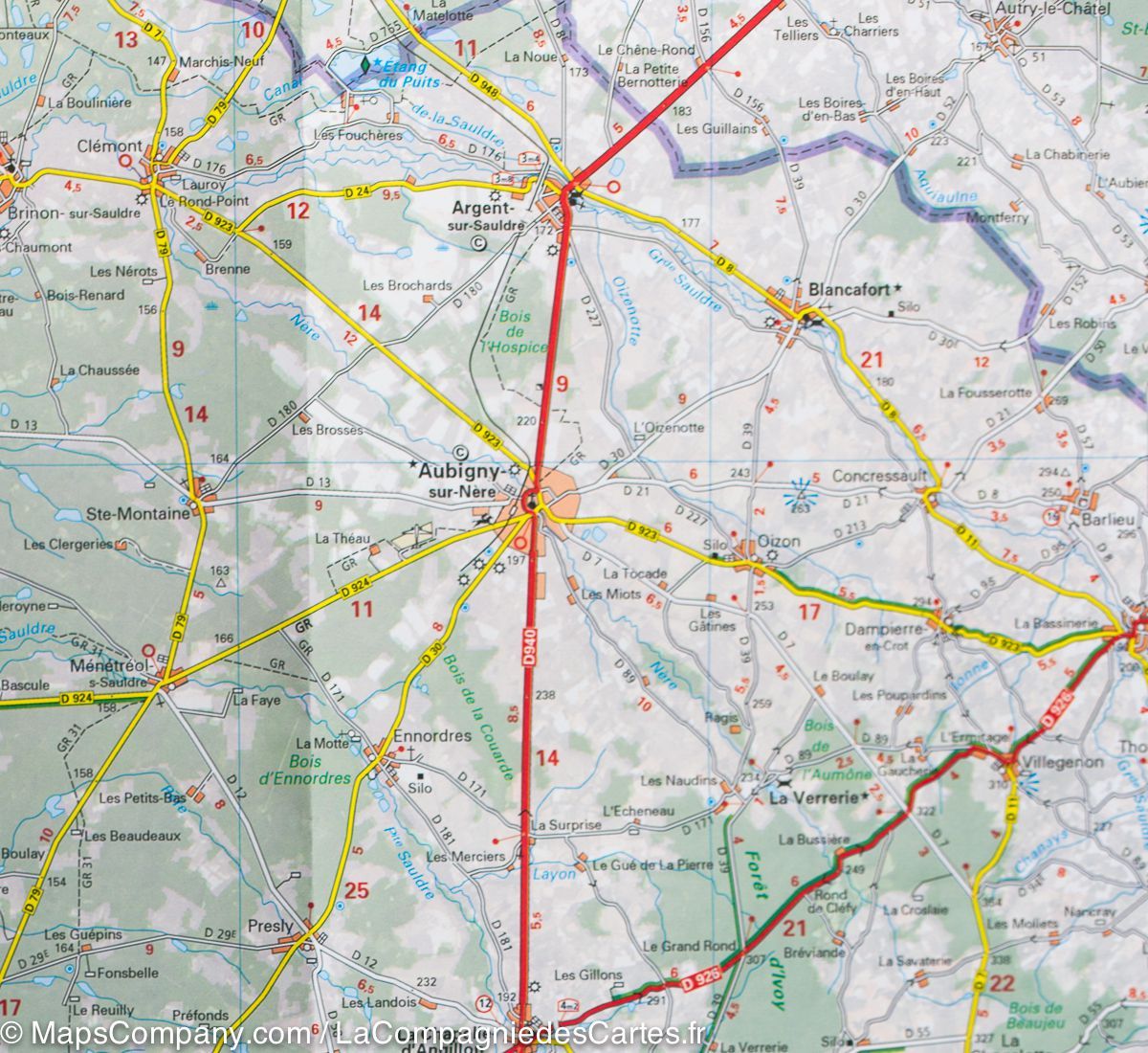 Carte départementale n° 323 - Cher & Indre | Michelin carte routière Michelin