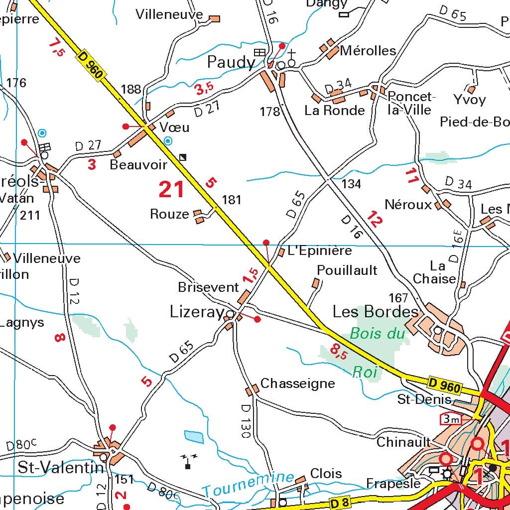 Carte départementale n° 323 - Cher & Indre | Michelin carte routière Michelin