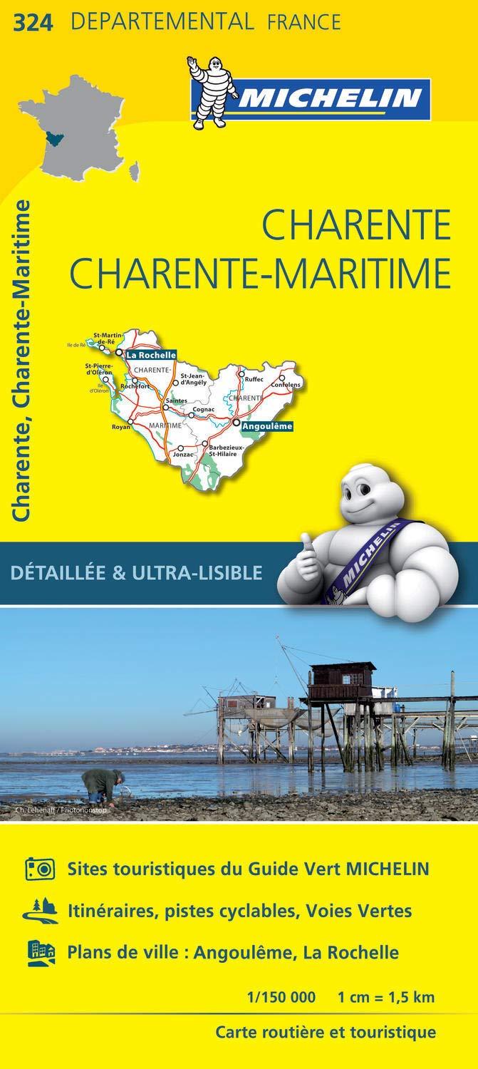 Carte départementale n° 324 - Charente & Charente-Maritime | Michelin carte routière Michelin
