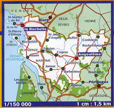 Carte départementale n° 324 - Charente & Charente-Maritime | Michelin carte routière Michelin