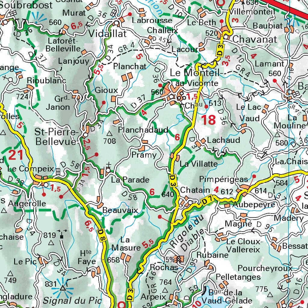 Carte départementale n° 325 - Creuse & Haute-Vienne | Michelin carte routière Michelin