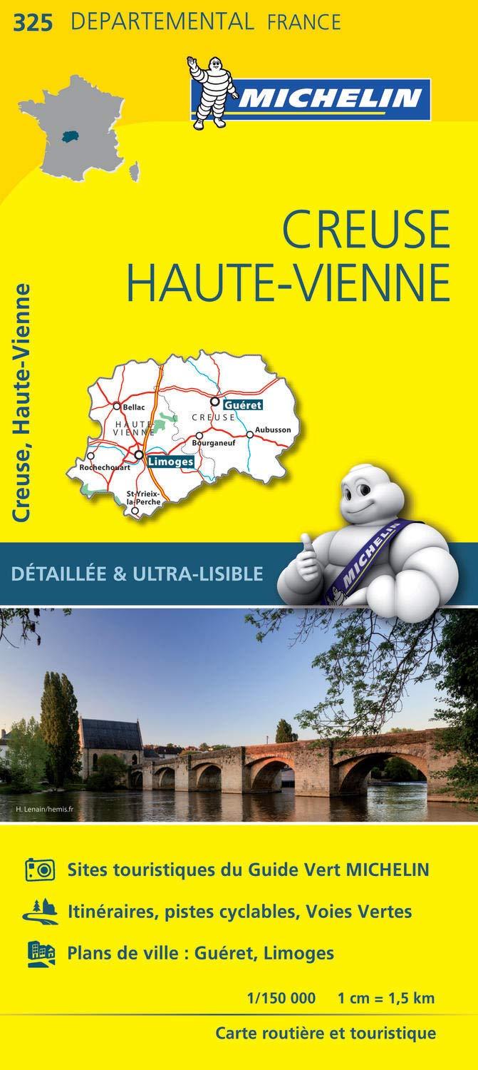 Carte départementale n° 325 - Creuse & Haute-Vienne | Michelin carte routière Michelin