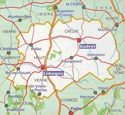 Carte départementale n° 325 - Creuse & Haute-Vienne | Michelin carte routière Michelin
