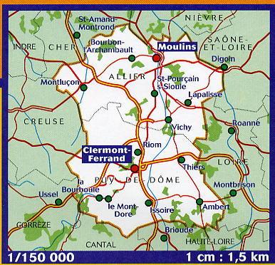 Carte départementale n° 326 - Allier & Puy-de-Dôme | Michelin carte routière Michelin