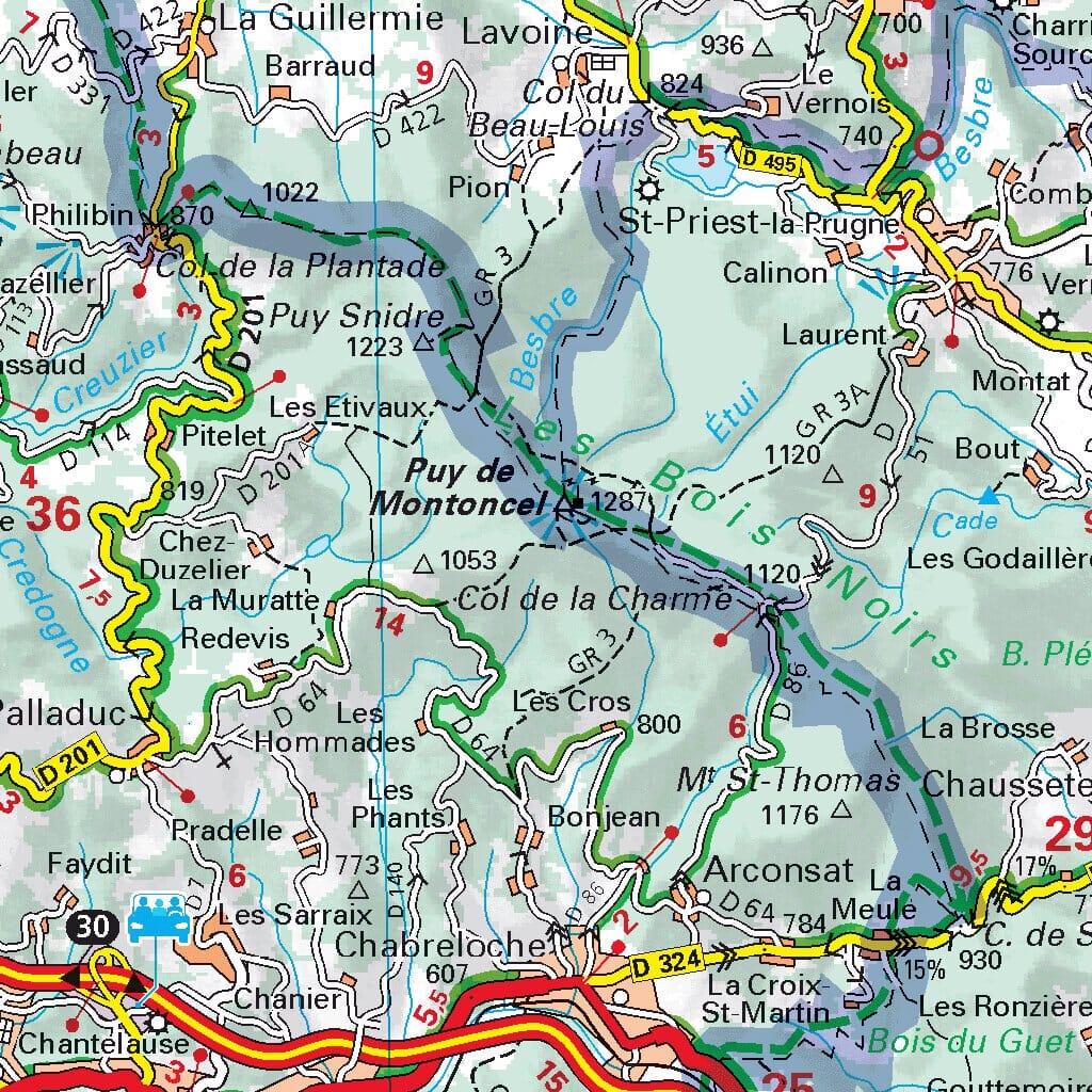 Carte départementale n° 326 - Allier & Puy-de-Dôme | Michelin carte routière Michelin