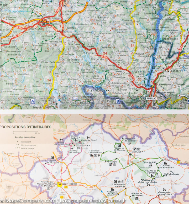Carte départementale n° 326 - Allier & Puy-de-Dôme | Michelin carte pliée Michelin 